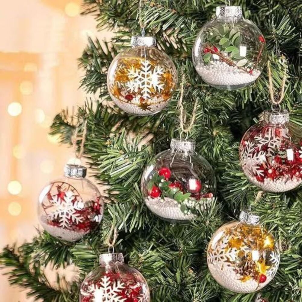 Pack of 25 Clear Fillable Christmas Ornaments NEW
